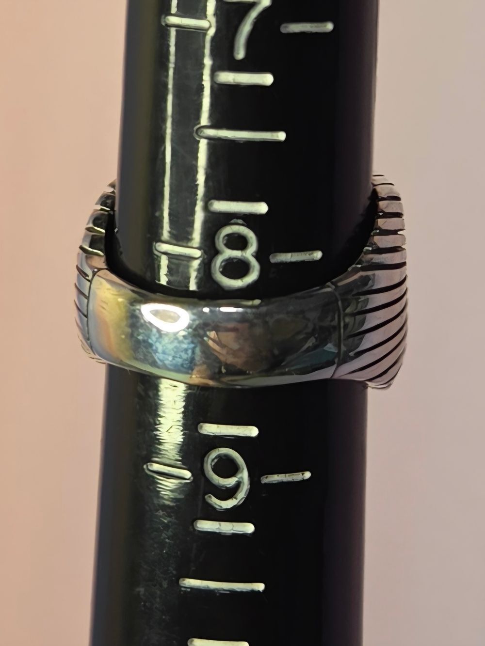 Vintage Sterling Silver Turquoise Rectangular Geometric Inlay Ring Sz 8.25 NWT - Picture 2 of 4